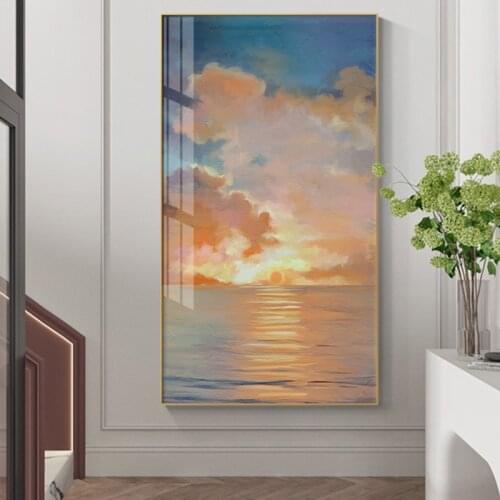 Abstract Landscape Sky Clouds Canvas Painting Sunrise Posters and Prints Modern Wall Art Pictures for Living Room Bedroom Decor