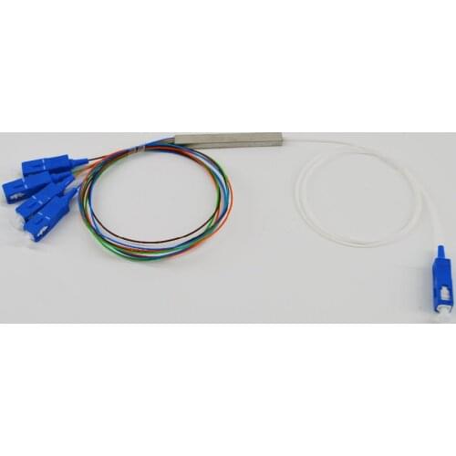 Free Shipping 10pcs/lot 0.9mm Steel Tube 1x4 Mini Blockless 1*4 SC/UPC 4 Way Fiber Optic PLC Splitter