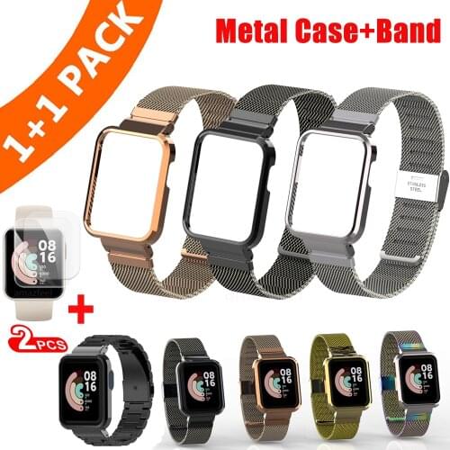 Bracelet For Xiaomi Mi Watch Lite Metal Strap Stainless Steel Protector Case For Xiaomi Watch Lite Correa Watch Band Accessories