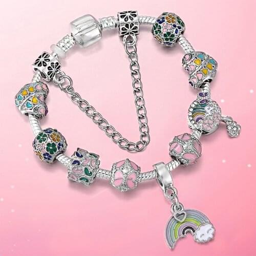 PANs Bracelet Sky Love Garland Rainbow Pendant Brand Women Bracelet Birthday Gift Gift Lady Alloy Bracelet