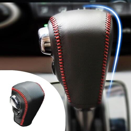 For Honda CRV 2015 AT 1pc PU Leather Hand Brake Shift Knob Cover Gear Case Car Decor Shift Knob Shell