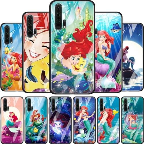 Mermaid Disney Princess Cute for Honor 30 20 10 9X Pro Plus Lite 8X Huawei Y8P Y6P Y5P Y9 Y7 Y6 2019 Tempered Glass Phone Case