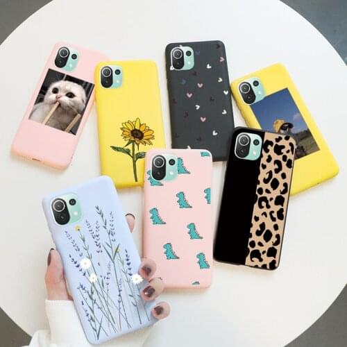 For Xiaomi Mi 11 Lite 4G 5G Cases Cute Flower Animals Soft TPU Silicone Back Covers For Xiaomi Mi 11 Mi11 Lite 6.55" Fundas Etui