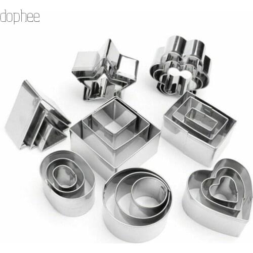 Dophee 24pcs Geometric Cake Biscuit Cutter Mold Kitchen Stainless Steel Dessert Biscuit Mold Shape Chocolate Cookie Cutter Set