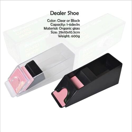 Card Dealer Shoe 1-6 decks playing card box Poker Dealer Blackjack player Clear or Black