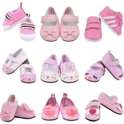 Cute 7 Cm Doll Shoes Boots Pink Handmade Accessories Fit 18Inch American Girl ,43CM Reborn Baby Doll,Our Generation Toy For Girl