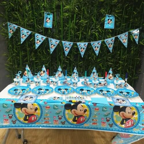 Mickey Mouse Birthday Party Decoration Supplies Tableware Set Napkin Plate Cup Tabelcloth Napkins Kids Baby Shower Favor Gift