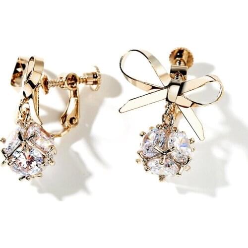 Cute Female Small Bowknot Earrings Sterling Silver Rose Gold Drop Earrings Women Small Hanging Dangle Earrings