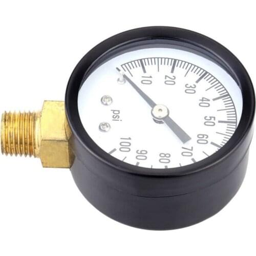 Pressure Gauge Mini Portable 50mm Air Pressure Gauge 0-100PSI Manometer Metal Case Water Oil Pressure Meter Black Tools