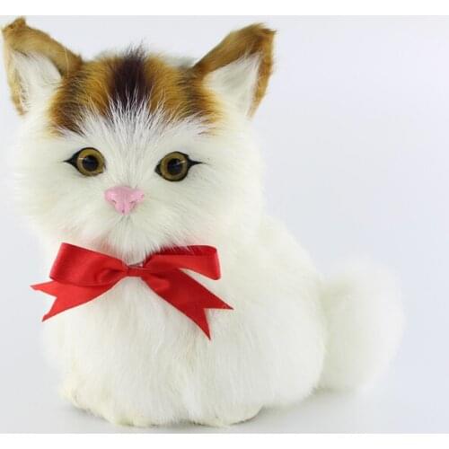 Simulation cute squatting cat 15x14cm model polyethylene&furs cat model home decoration props ,model gift d591