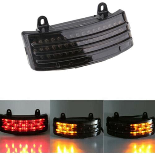 Motorcycle Tri-Bar LED Rear Fender Brake Tail Light Turn Signal Lamp Taillight For Harley Touring Street Glide FLHX FLTRX Smoke