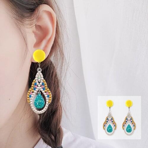 5D DIY Diamond Painting Mosaic Earrings For Women Simple Wedding Jewelry Accessories Fashion Dot Earring Set for Girls Gift