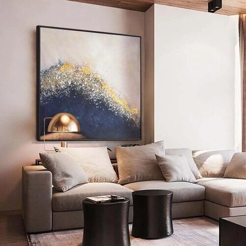 100% Hand Painted Abstract New Gold Design Picture Canvas Art Real Handmade Textured Oil Painting Wall Decor Art Free Shipping