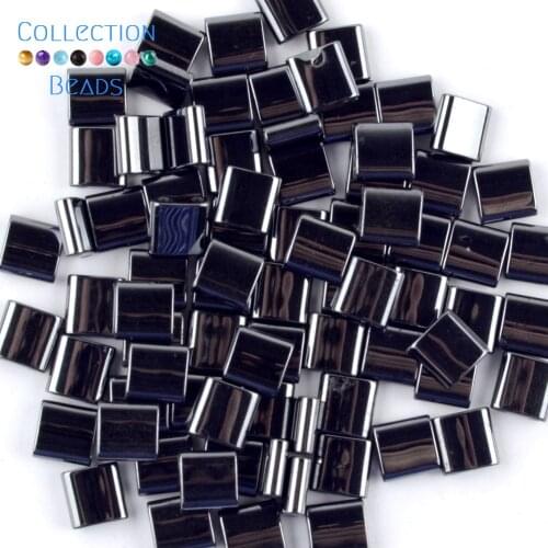 Natural Stone Black Double Hole Hematite Square Spacer Loose Beads For DIY Jewelry Making Necklace Bracelet Accessories 15