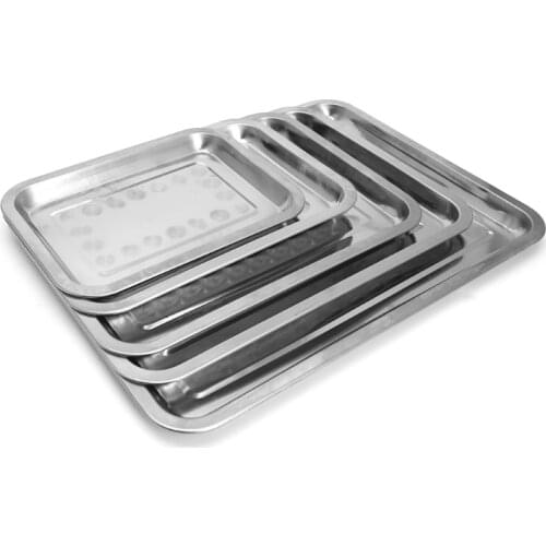 Stainless Steel Rectangular Plate Barbecue Grilled Fish Tray BBQ Food Container