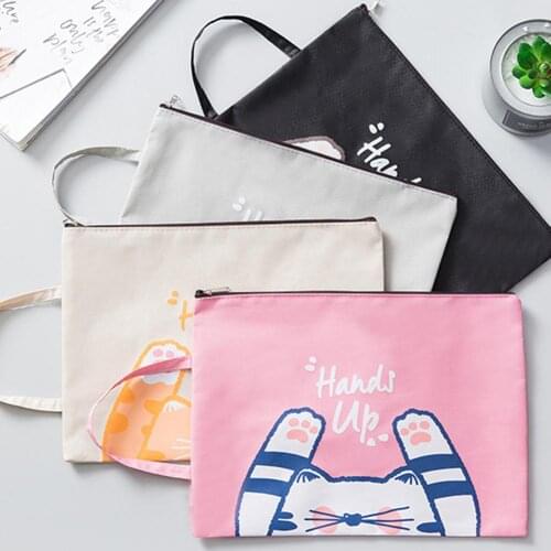 Portable Cartoom Oxford Cloth Zipper Stationery Storage Bag folder Cosmetics Pouch School Office Document Supplies