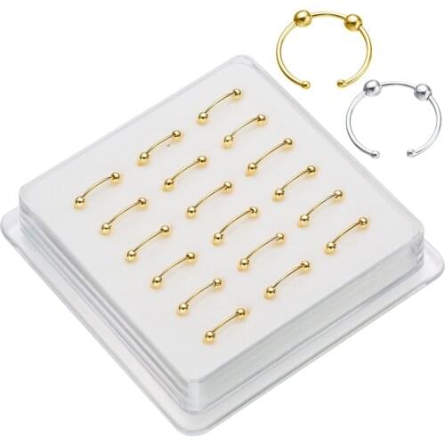 18Pcs 925 Silver Tiny Nose Hoop Gold Silver Nose Ring Tragus Hoop Cartilage Hoop Thin Nose Hoop Adjustable Body Piercing Narizz