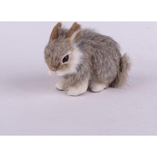 Khaki simulation rabbit toy about 13x7x10cm polyethylene&furs cute rabbit model gift 1991