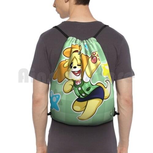 Isabelle Flourish Animal Backpack Drawstring Bag Riding Climbing Gym Bag Isabelle Shizue Dog Shih Tzu Animal Acnl Doubutsu