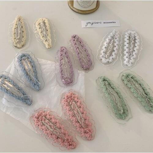 1pc Korean Lace Weave Children Hairpin Simple Candy Color For Sweet Cute Girls Fashion Headband BB Clip Hair Accessories