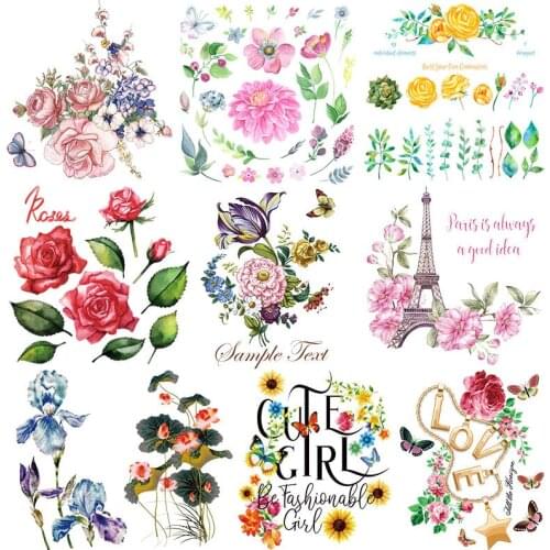 Iron Transfer Patches Kids DIY Patches Clothes Stickers A Level Washable Heat Press Applique Patches Badges Flower CQ