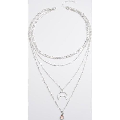 New Exaggerated Retro Water Drop Necklace Crescent Multilayer Statement Necklace Sweater Chain Jewelry Necklace Women Wholesale