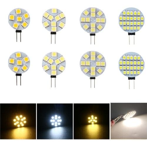 1pcs 1W to 5W G4 LED 5050 SMD Round 180 Degrees Warm White Spot light Marine Camper RV Light Lamp Bulb DC 12V 6/9/12/24 Chips