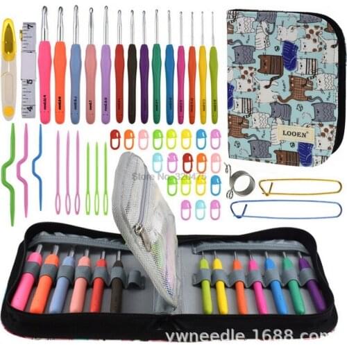 10set 17pcs Lengthen Crochet With Yarn Knitting Needles Sewing Tools Set Knit Gauge Scissors Stitch Holder Hook For Knitting
