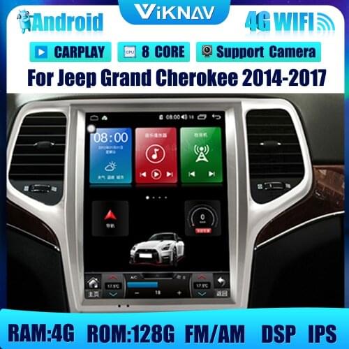 12.1inch 128GB Android 10.0 With DSP Carplay Car GPS Navigation For Jeep Grand Cherokee 2014-2017 DVD Multimedia Player 2din