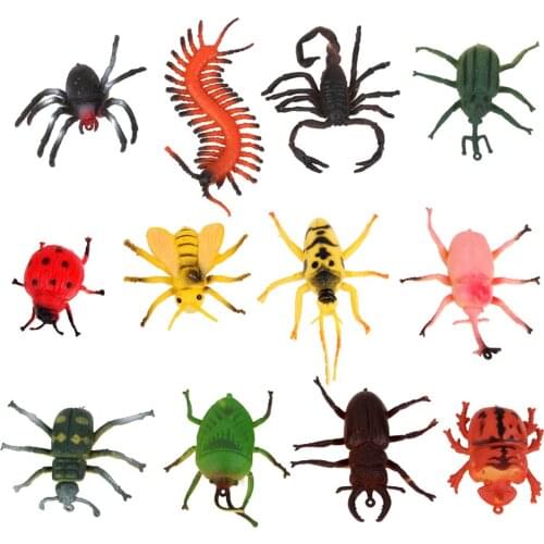 12 Pieces Plastic Bugs Insect Scorpion Centipede Model Animals Action Figures Kids Prank Joke Toy Playsets