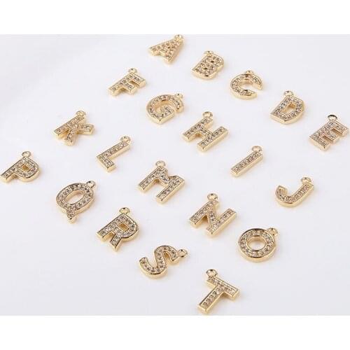 4pcs Copper Plated micro-inlay Zircon 26 English Alphabet Pendants Earrings For Women Diy Jewelry Accessories Necklace Pendant