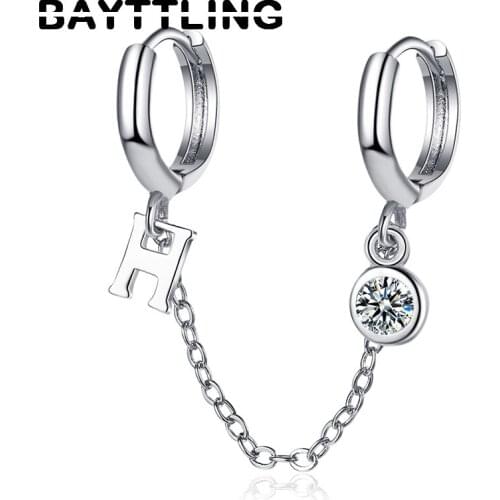 BAYTTLING 925 Sterling Silver 63MM AAA Zircon H Letter Tassel Earrings For Woman Fashion Gift Wedding Jewelry