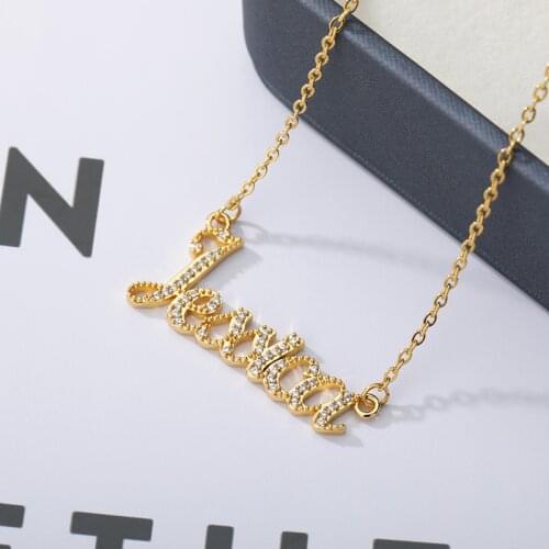 Zircon Custom Name Necklace For Women Crystal Letters Pendant Necklaces Personalized Customized Nameplate Choker Jewelry Gift