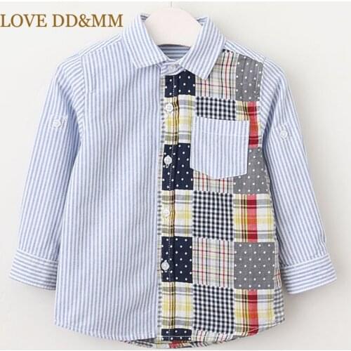 LOVE DD&MM Childrens Shirts 2021 Spring New Childrens Clothing Boys And Girls Fashion Casual Plaid Mosaic Stitching Shirts