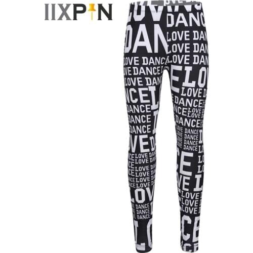 IIXPIN Kid Girls Dancing Clothes Dance Pants Letters LOVE DANCE Printed Leggings Tights for Party Dance Performance Causal Pants