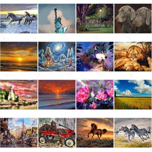 Diy Diamond Oil Painting American Statue of Liberty Flower Simple Handmade Diamond Round Diamond Square Diamond Home Decoration