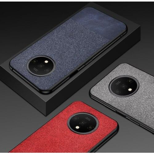 For OnePlus 7T Pro Case Soft silicone edge + Cloth texture Skin protective Back Cover Case for one plus 7t oneplus7t 1+7t shell