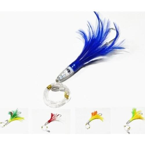 Gorgons Fishing Tackle Acrylic Head Octopus Trolling Skirts Deep Sea Saltwater Feather Squid Lure for Marlin Tuna