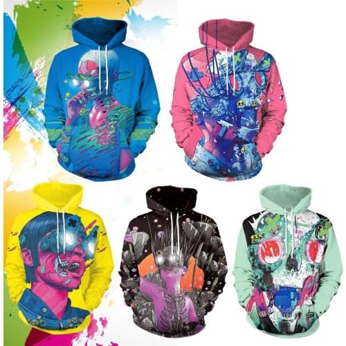 SzBlaZe Unisex Creative Youth Street 3D Print Casual Hoodies Graffiti Spoof Fashtion Sweatshirt With Cap Autumn Winter Clothing