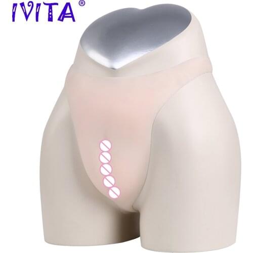IVITA 180g Realistic Silicone Vagina Artificial Fake Vagina Transgender Triangle Panties For Crossdresser Shemale Sexy Panties