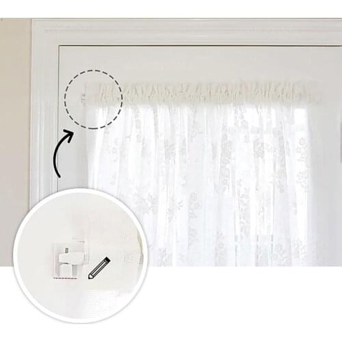 4Pcs Curtain Hooks Kitchen Self-adhesive Wall Hook Storage Hooks Bathroom Hook Curtain Buckle Curtain Rod Buckle Accessories