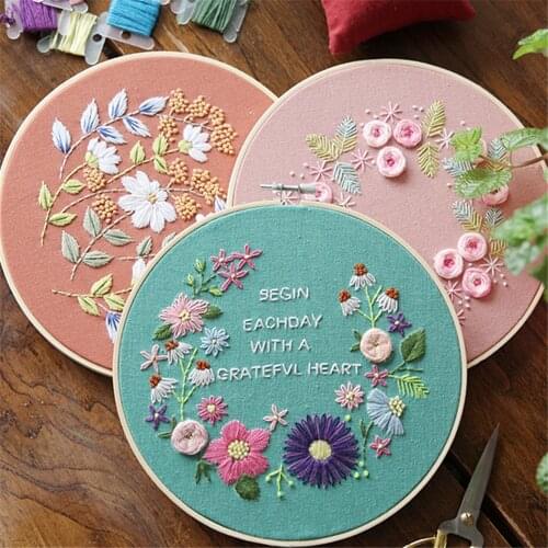 DIY Ribbons Embroidery for Beginners Practical Kits Needlework Floral Cross Stitch Wall Painting Art Home Decor Set