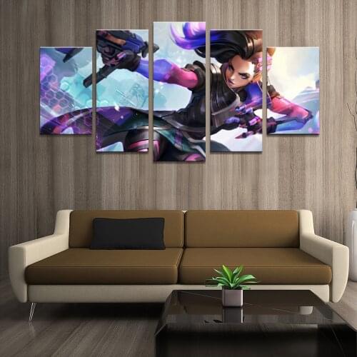 Home Decor Poster Pictures Prints Canvas 5 Piece Modular Sombra Overwatch Game Living Room Decorative Painting Framed