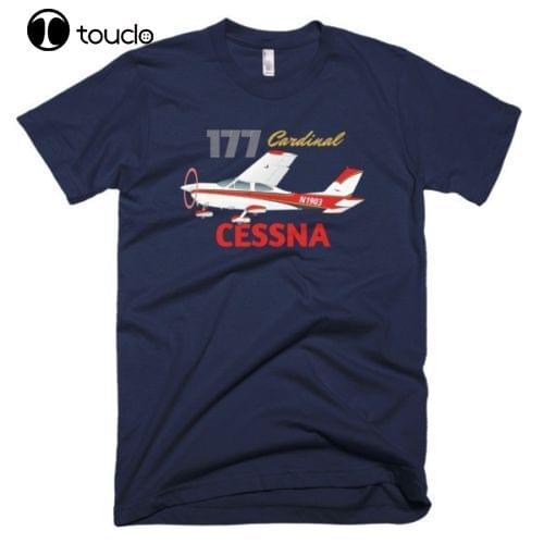 100% Cotton Print Mens Summer O-Neck Cessna 177 Cardinal Airplane (Red/Black) T-shirt - Personalized Tee Shirt