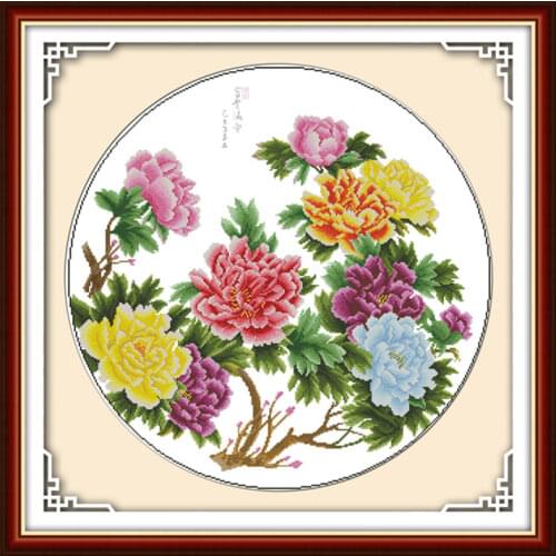 Peony garden cross stitch kit flower 18ct 14ct 11ct count printed canvas stitching embroidery DIY handmade needlework