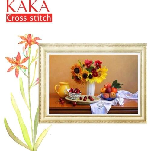 KAKA Cross stitch kits Embroidery needlework sets with printed pattern,11CT canvas,Home Decor for garden House,5D Sun Flowers