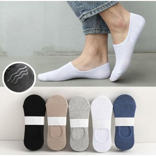 5 Pairs Socks Men Fashion Cotton Summer Back Heel Non-slip Mens Socks Casual Boat Socks