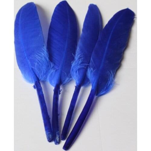 Wholesale 100pcs/lot blue 4-6 inch / 10-15 cm Natural Goose Feathers Craft DIY Material Accessories Supplies