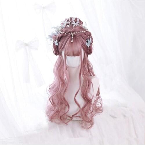 Lolita Wig Long Cosplay Wigs With Bangs For Women Wavy Wigs Synthetic Hair D720