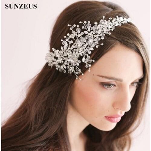 Headband for Brides Crystals Hair Jewelry 2020 Bridal Headwear with Flowers Beaded Handmade Wedding Hair Accessories S803